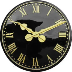 Convex Roman Black Outdoor Clock