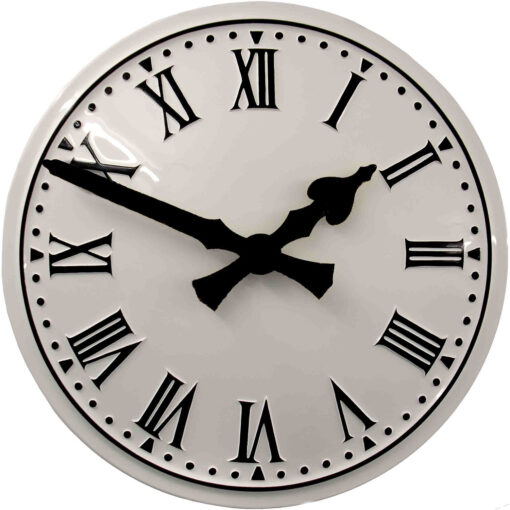 Convex Roman White Outdoor Clock With Bezel